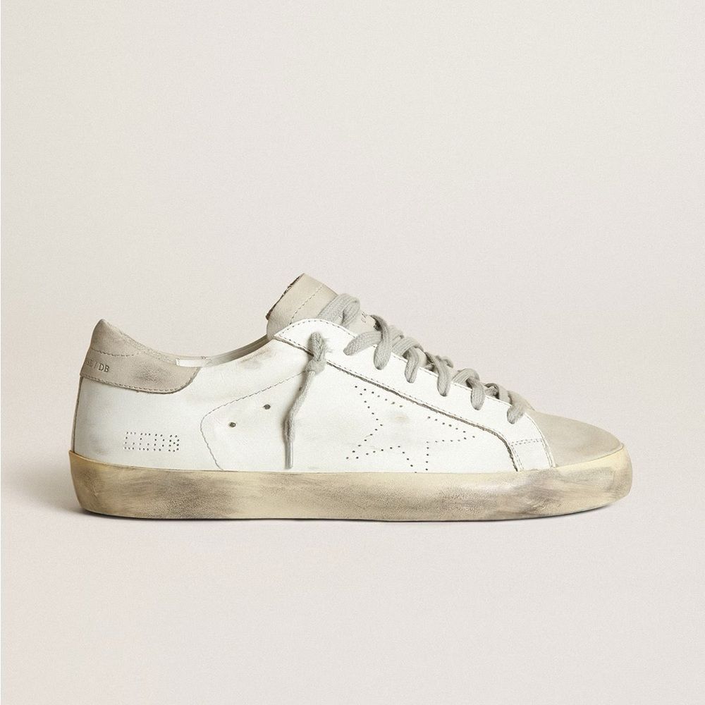 Golden Goose Super-Star With Perforated Star And Ice Gray Heel Tab